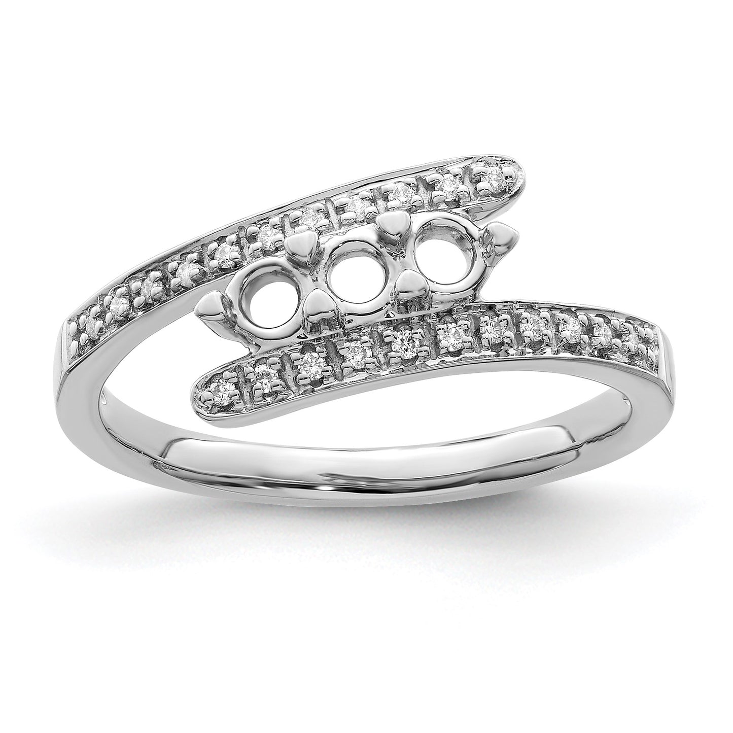 14K White Gold Family Jewelry Diamond Semi-Set Ring
