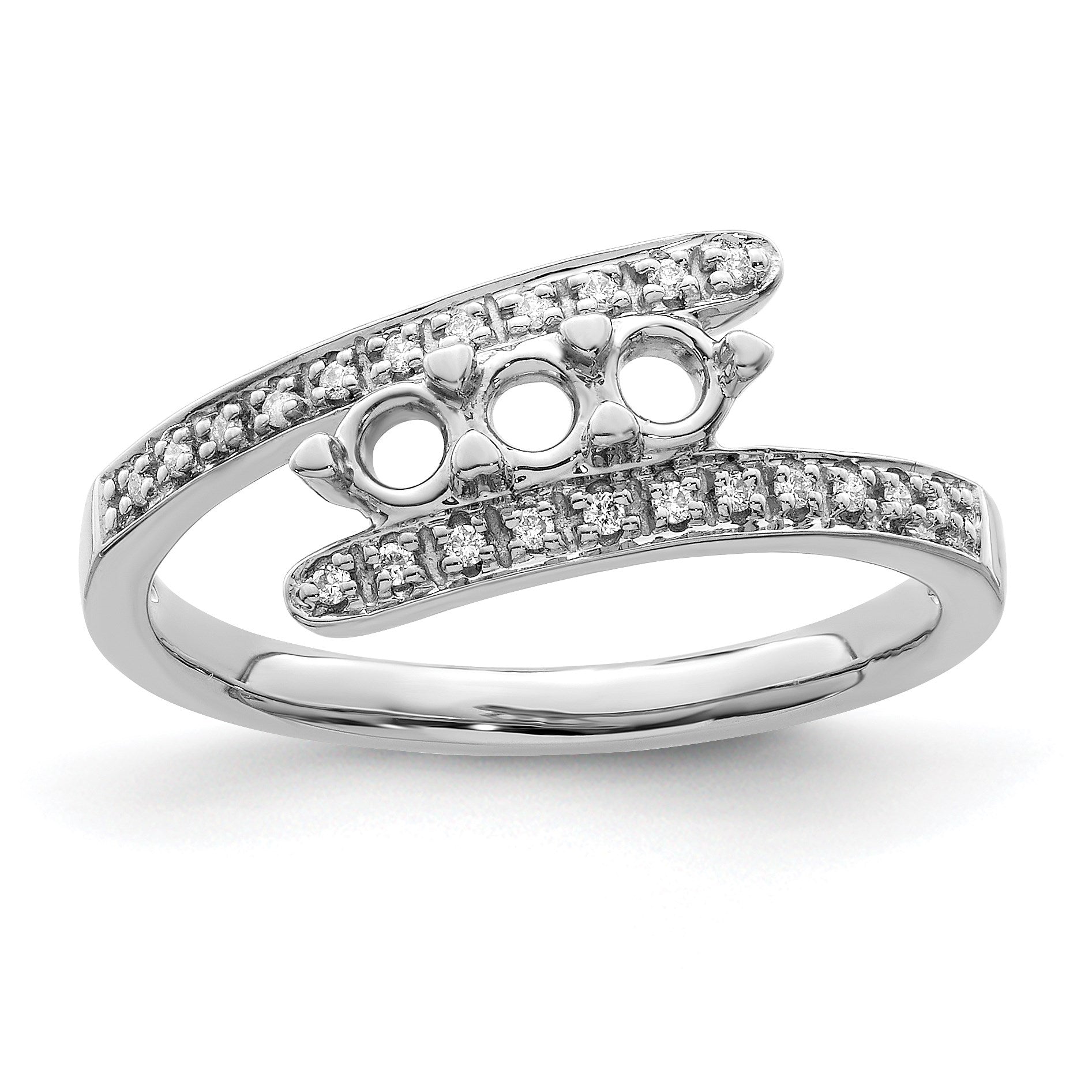 14K White Gold Family Jewelry Diamond Semi-Set Ring