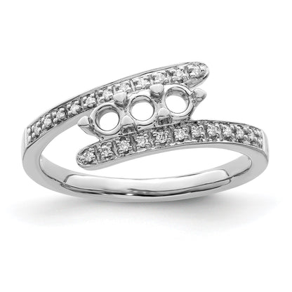 14K White Gold Family Jewelry Diamond Semi-Set Ring