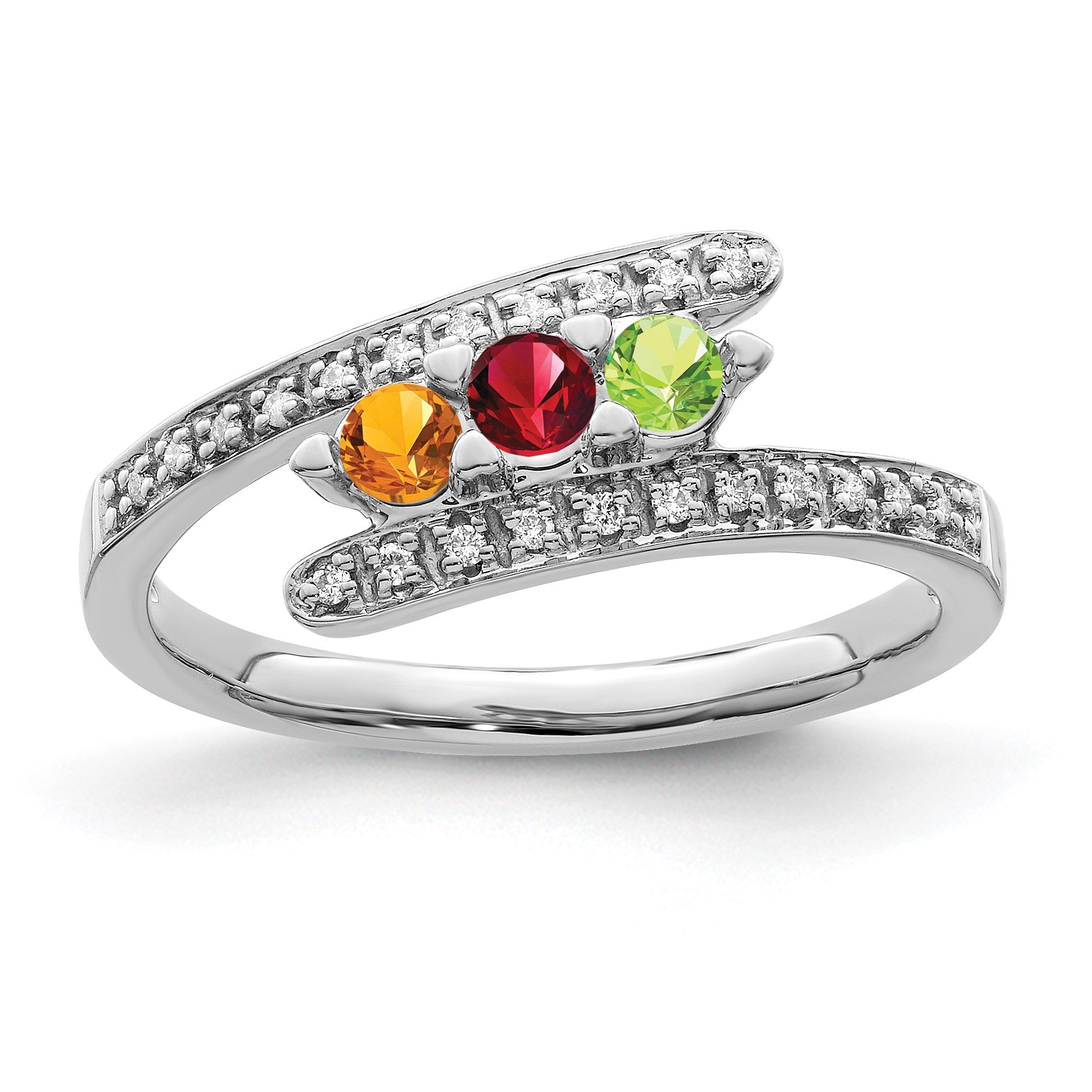14K White Gold Family Jewelry Diamond Semi-Set Ring