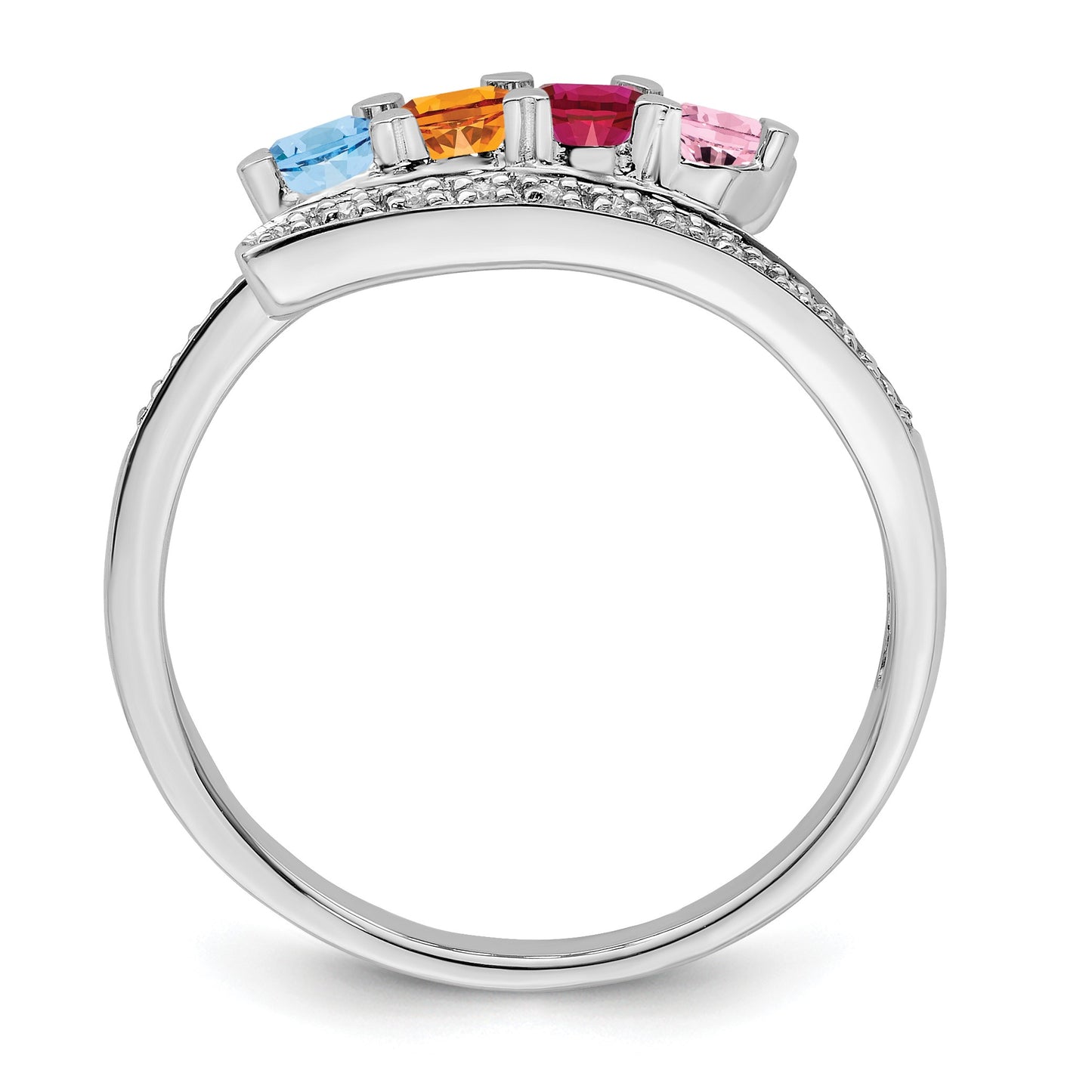 14K White Gold Family Jewelry Diamond Semi-Set Ring