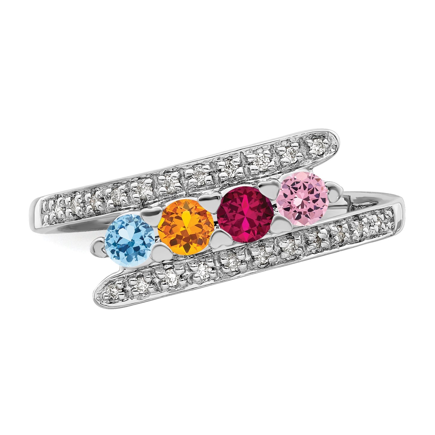 14K White Gold Family Jewelry Diamond Semi-Set Ring