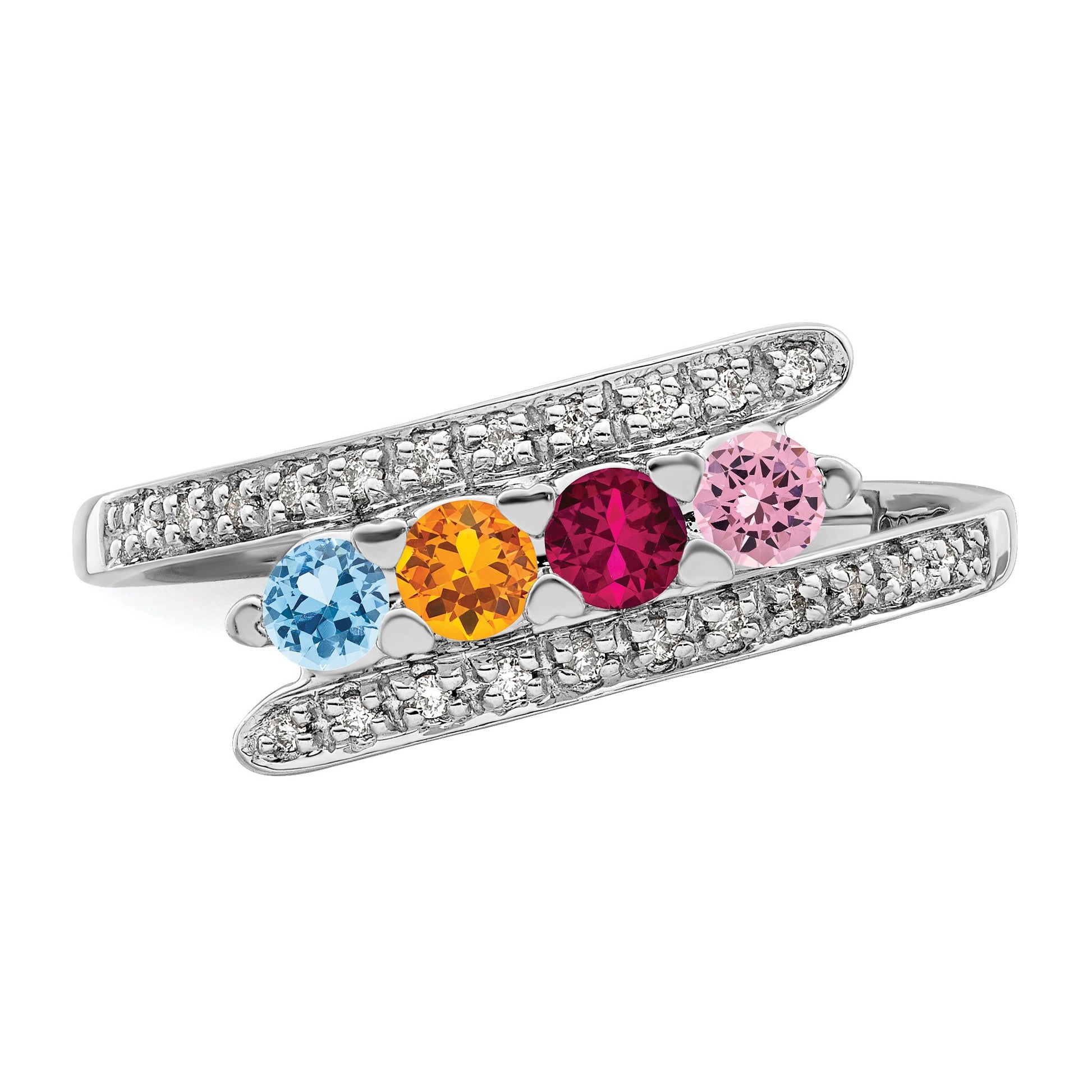 14K White Gold Family Jewelry Diamond Semi-Set Ring