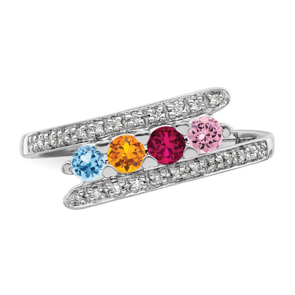 14K White Gold Family Jewelry Diamond Semi-Set Ring