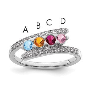 14K White Gold Family Jewelry Diamond Semi-Set Ring