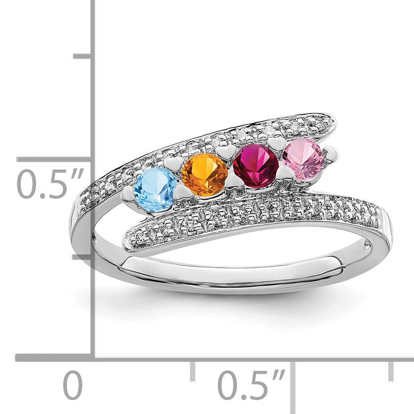 14K White Gold Family Jewelry Diamond Semi-Set Ring