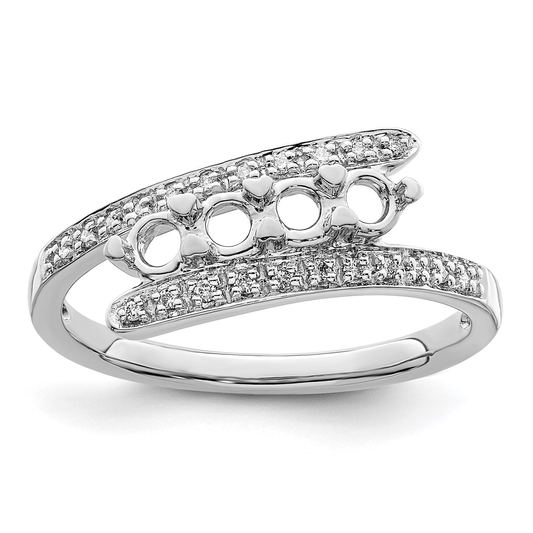 14K White Gold Family Jewelry Diamond Semi-Set Ring