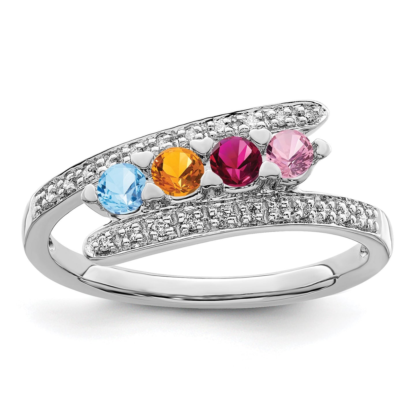 14K White Gold Family Jewelry Diamond Semi-Set Ring