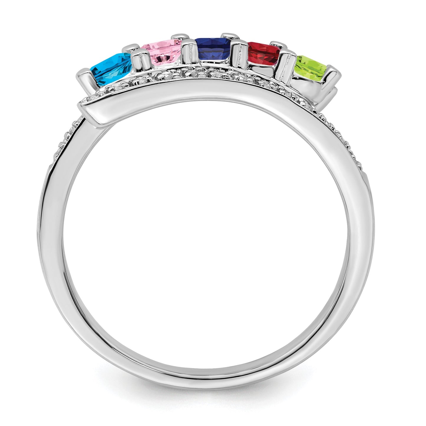 14K White Gold Family Jewelry Diamond Semi-Set Ring