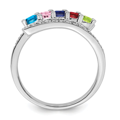 14K White Gold Family Jewelry Diamond Semi-Set Ring