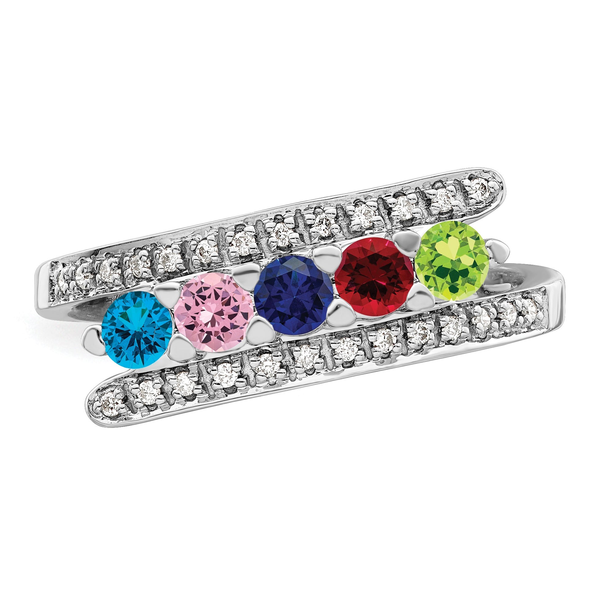 14K White Gold Family Jewelry Diamond Semi-Set Ring