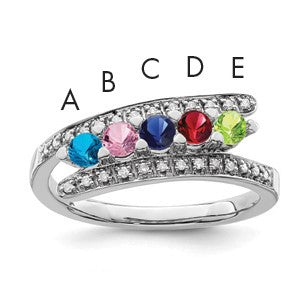 14K White Gold Family Jewelry Diamond Semi-Set Ring