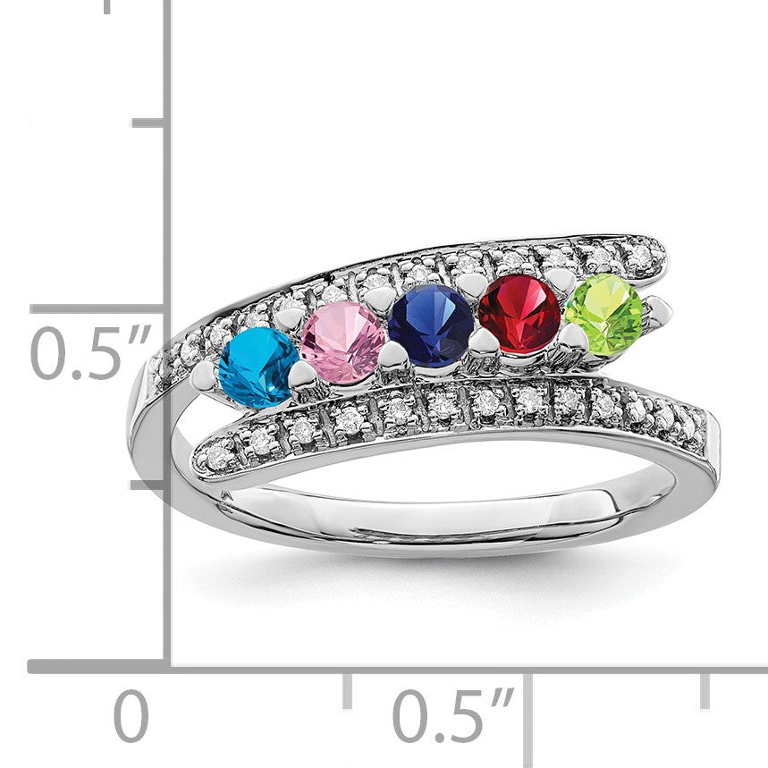 14K White Gold Family Jewelry Diamond Semi-Set Ring