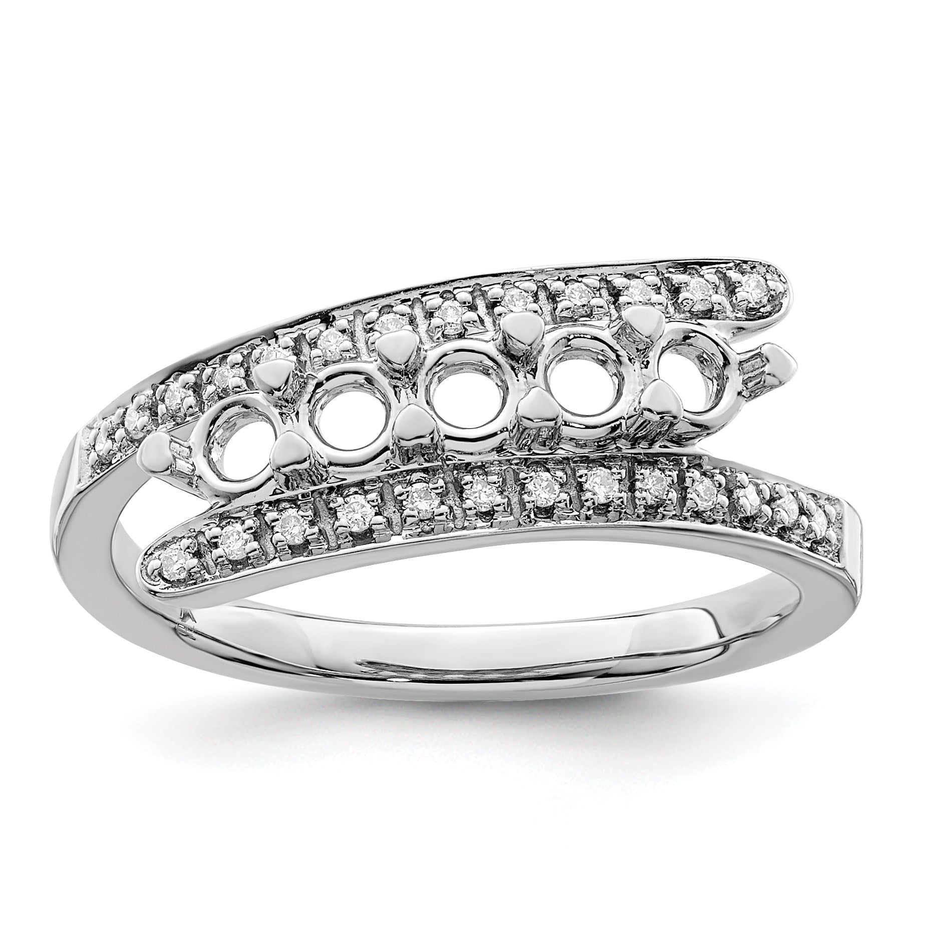 14K White Gold Family Jewelry Diamond Semi-Set Ring