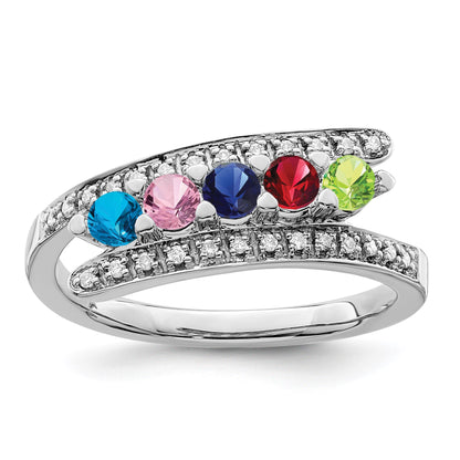 14K White Gold Family Jewelry Diamond Semi-Set Ring