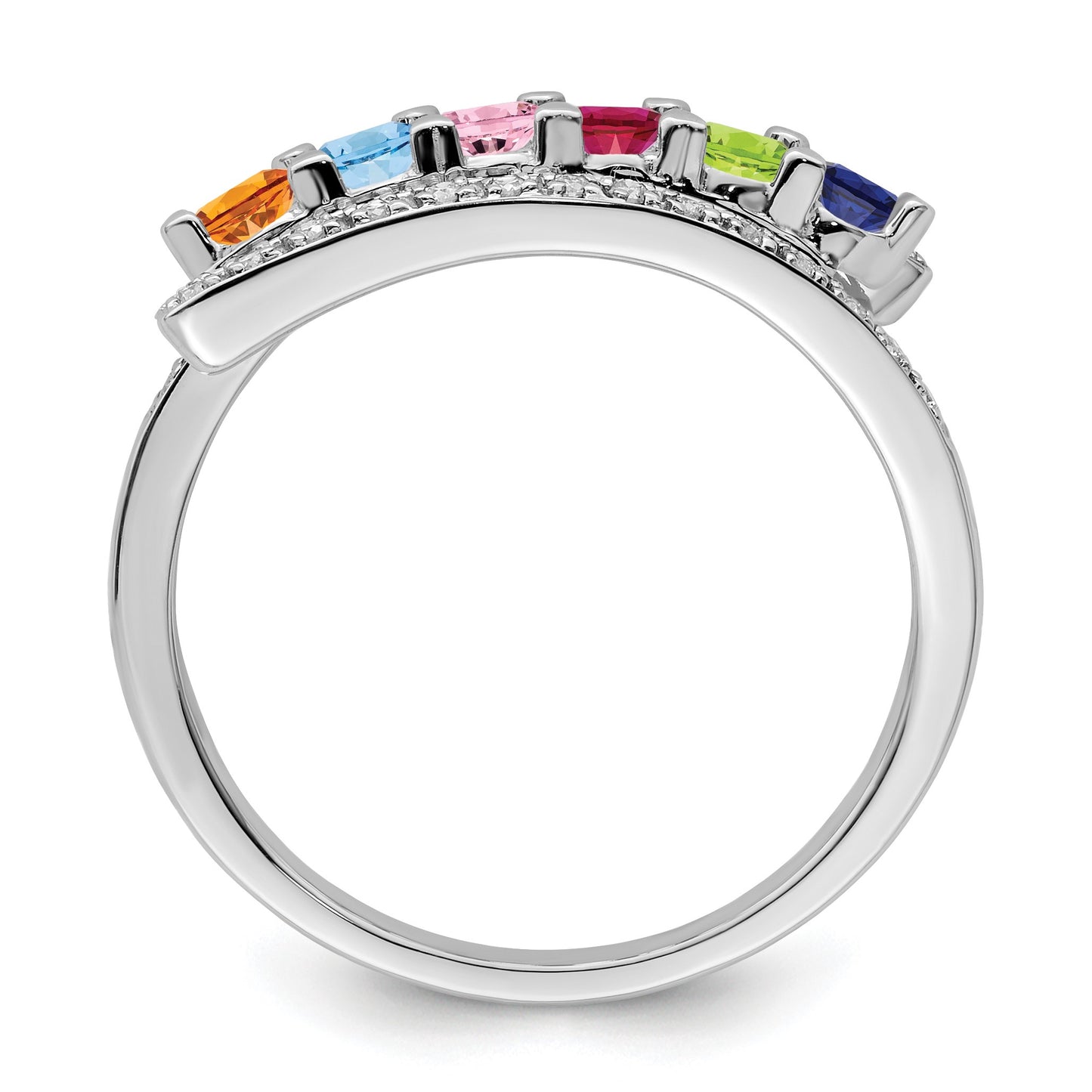 14K White Gold Family Jewelry Diamond Semi-Set Ring
