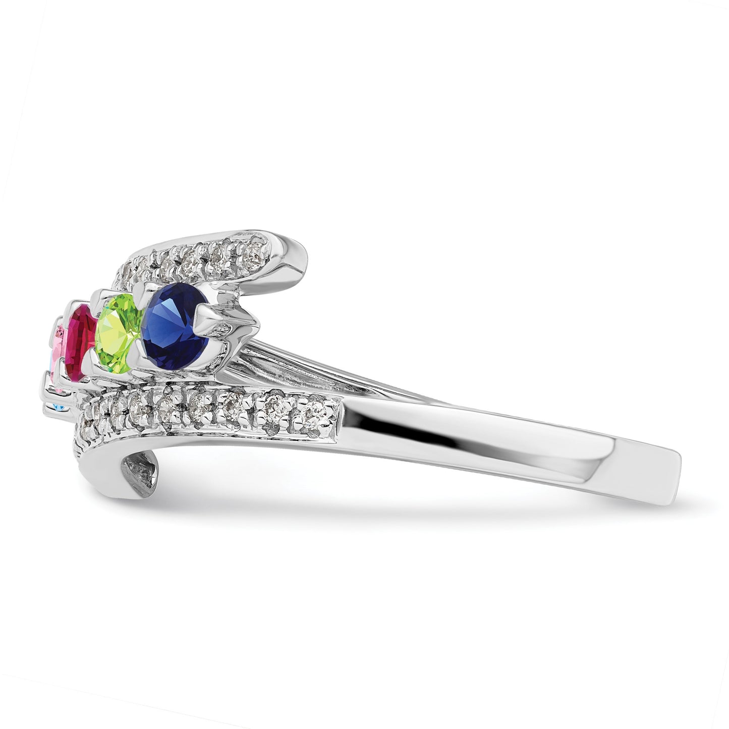 14K White Gold Family Jewelry Diamond Semi-Set Ring