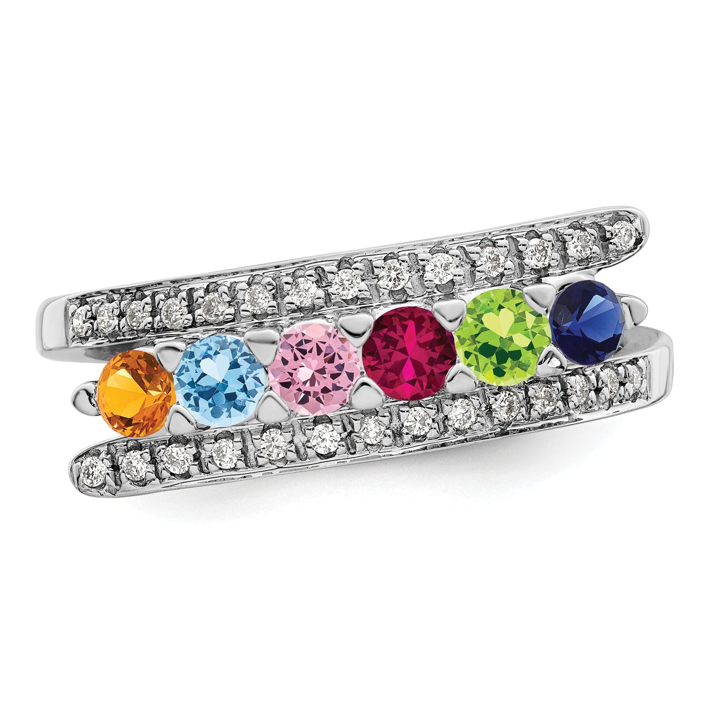 14K White Gold Family Jewelry Diamond Semi-Set Ring
