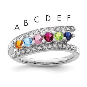 14K White Gold Family Jewelry Diamond Semi-Set Ring