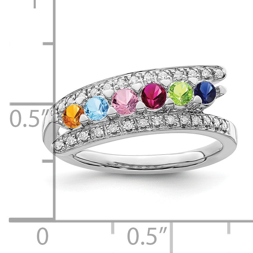 14K White Gold Family Jewelry Diamond Semi-Set Ring
