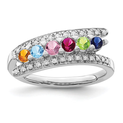 14K White Gold Family Jewelry Diamond Semi-Set Ring