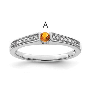 14K White Gold Family Jewelry Diamond Semi-Set Ring