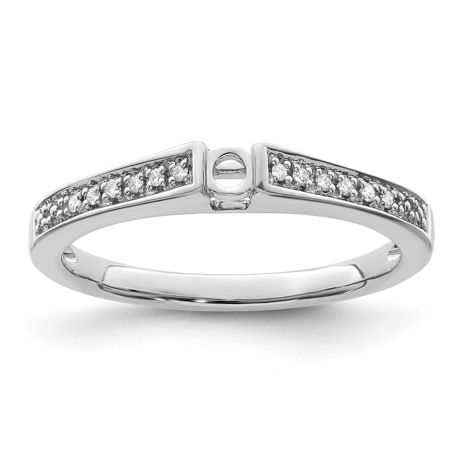 14K White Gold Family Jewelry Diamond Semi-Set Ring