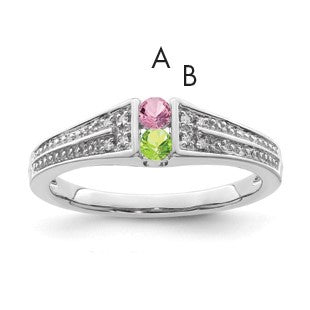14K White Gold Family Jewelry Diamond Semi-Set Ring