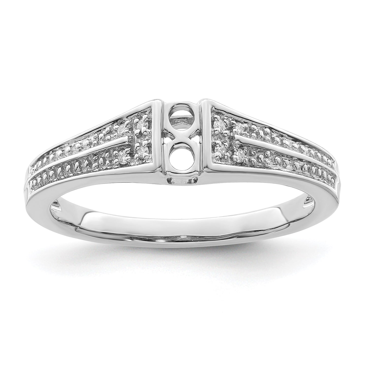 14K White Gold Family Jewelry Diamond Semi-Set Ring