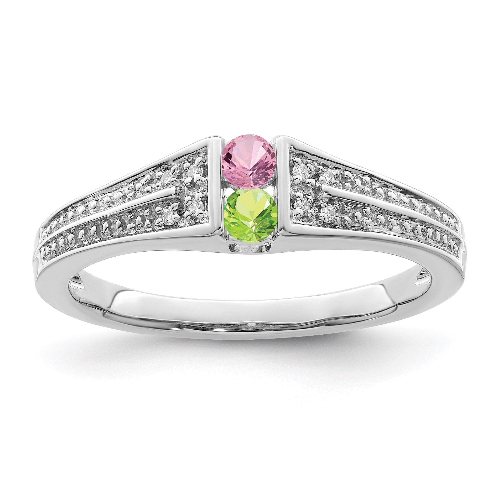 14K White Gold Family Jewelry Diamond Semi-Set Ring