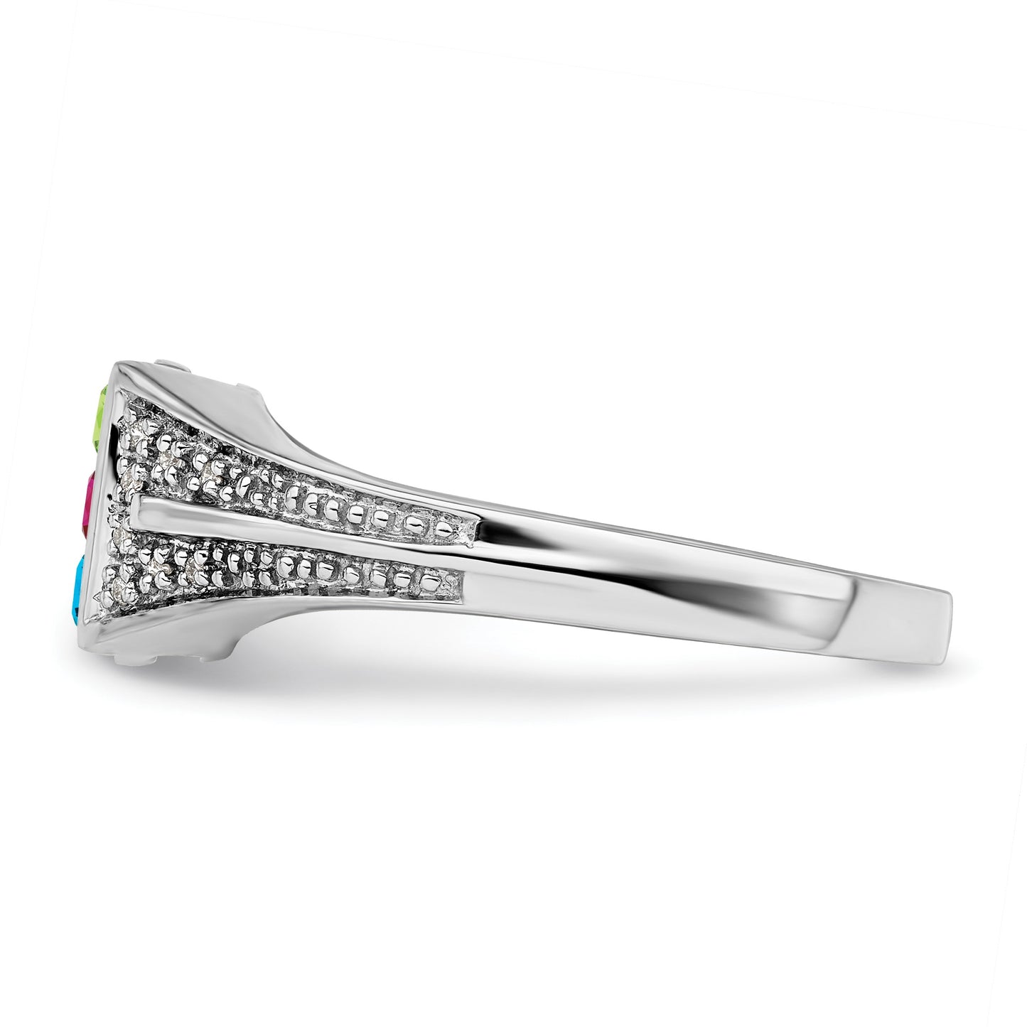 14K White Gold Family Jewelry Diamond Semi-Set Ring