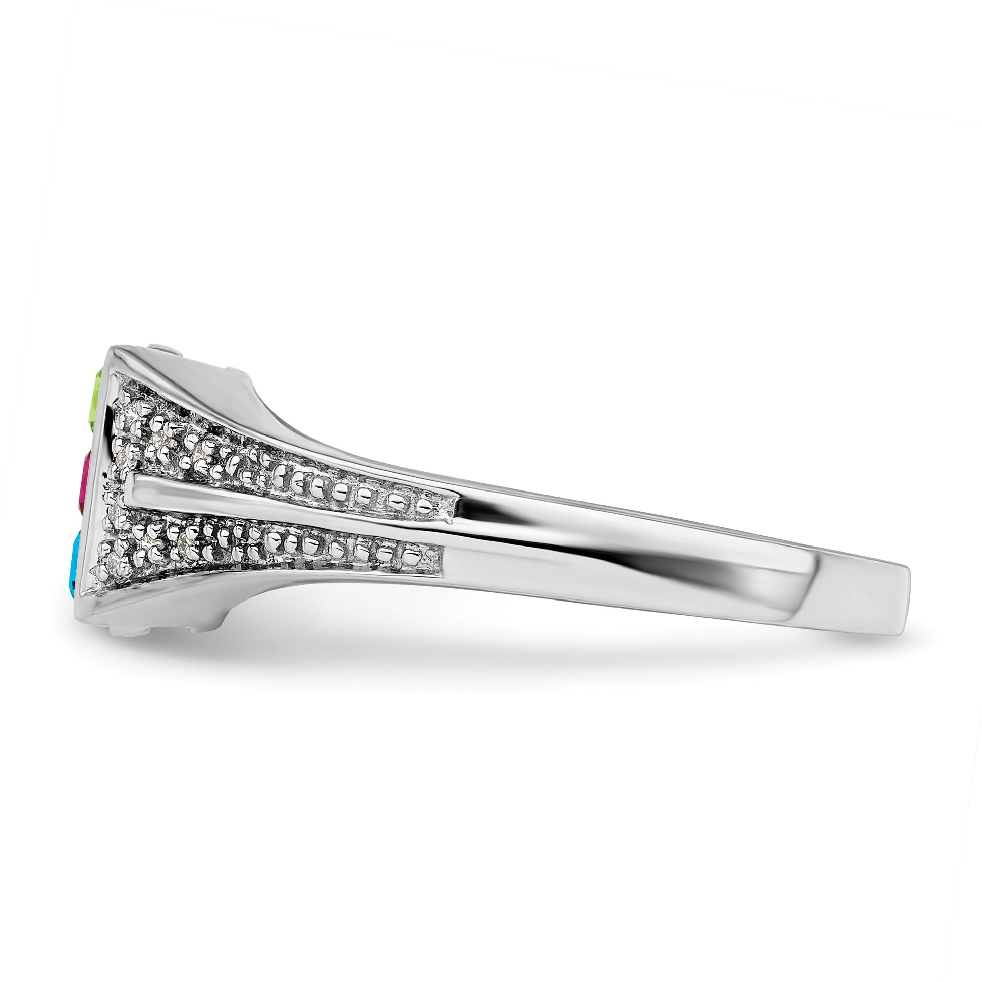 14K White Gold Family Jewelry Diamond Semi-Set Ring
