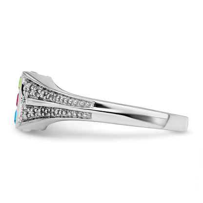14K White Gold Family Jewelry Diamond Semi-Set Ring