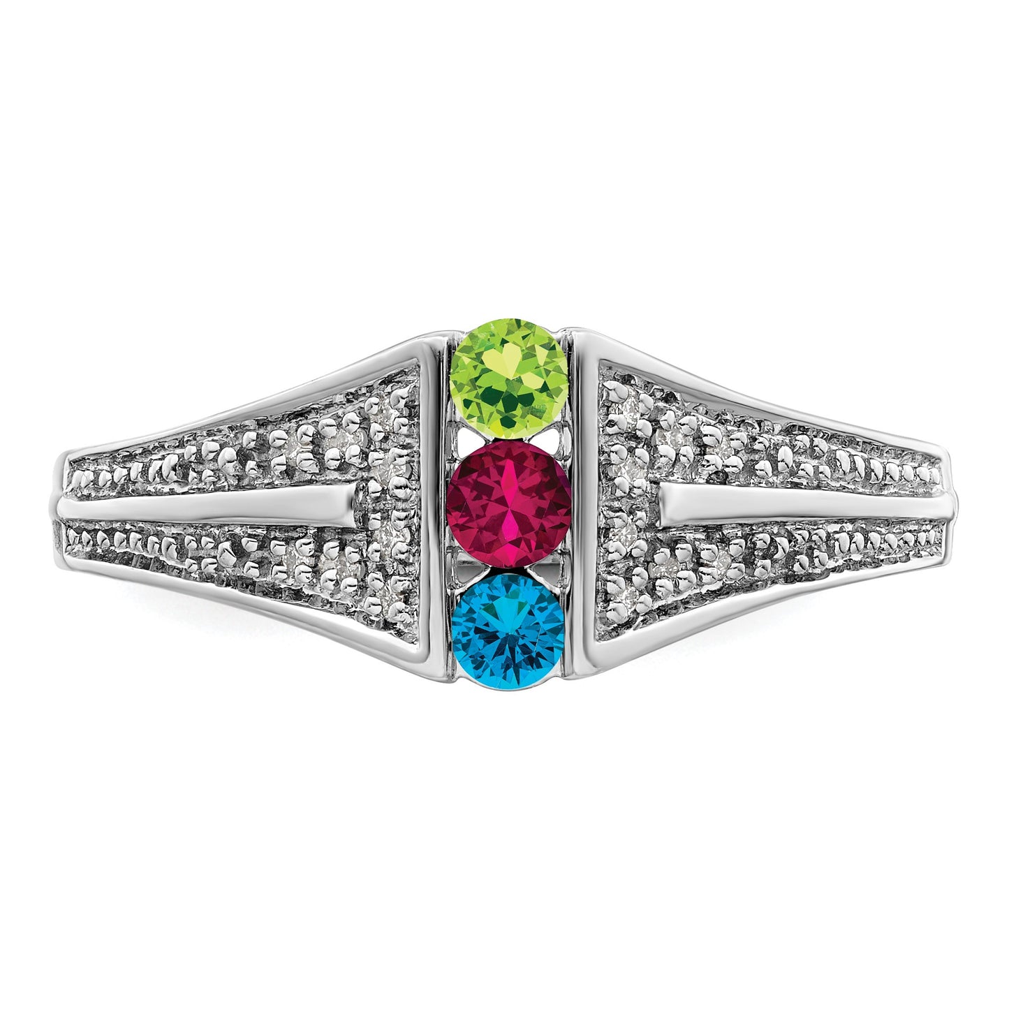 14K White Gold Family Jewelry Diamond Semi-Set Ring