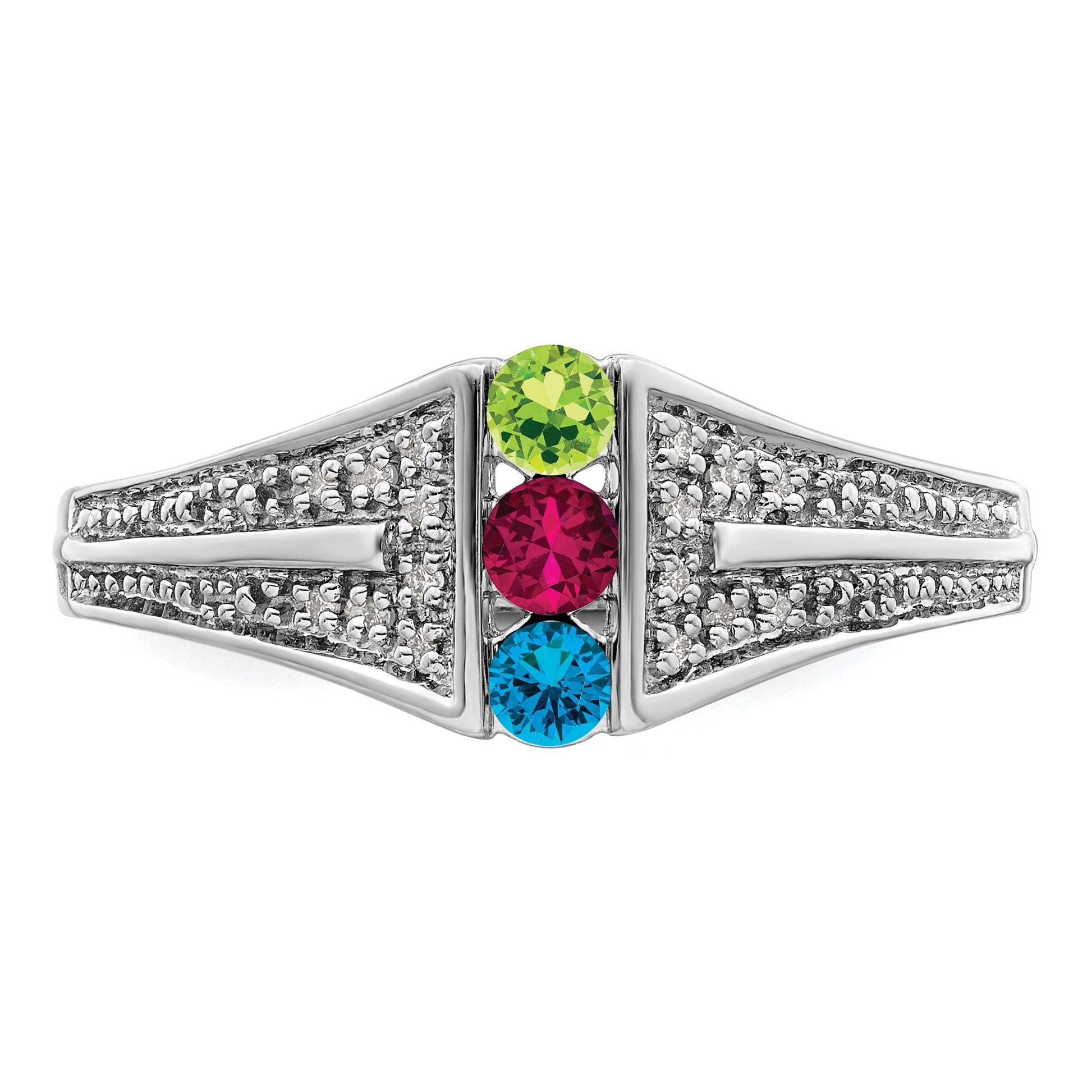 14K White Gold Family Jewelry Diamond Semi-Set Ring