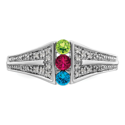 14K White Gold Family Jewelry Diamond Semi-Set Ring