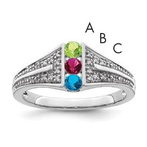14K White Gold Family Jewelry Diamond Semi-Set Ring