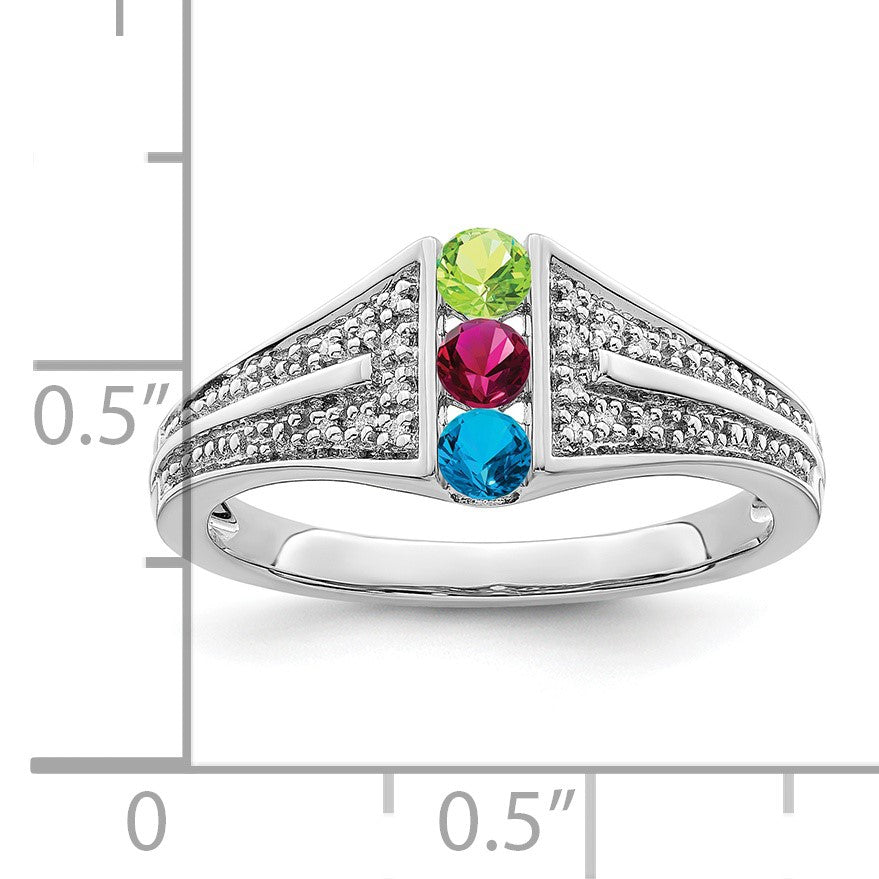 14K White Gold Family Jewelry Diamond Semi-Set Ring