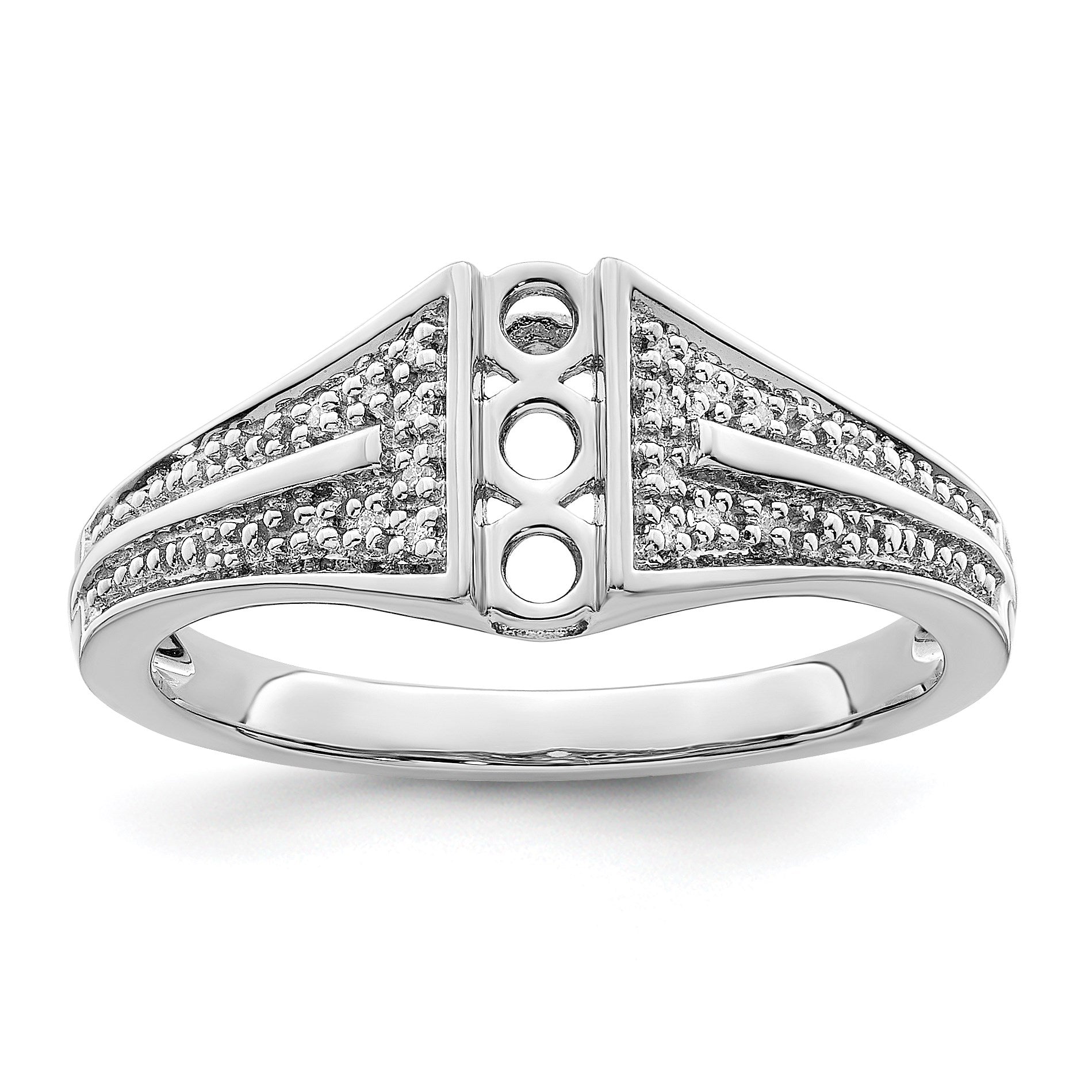 14K White Gold Family Jewelry Diamond Semi-Set Ring