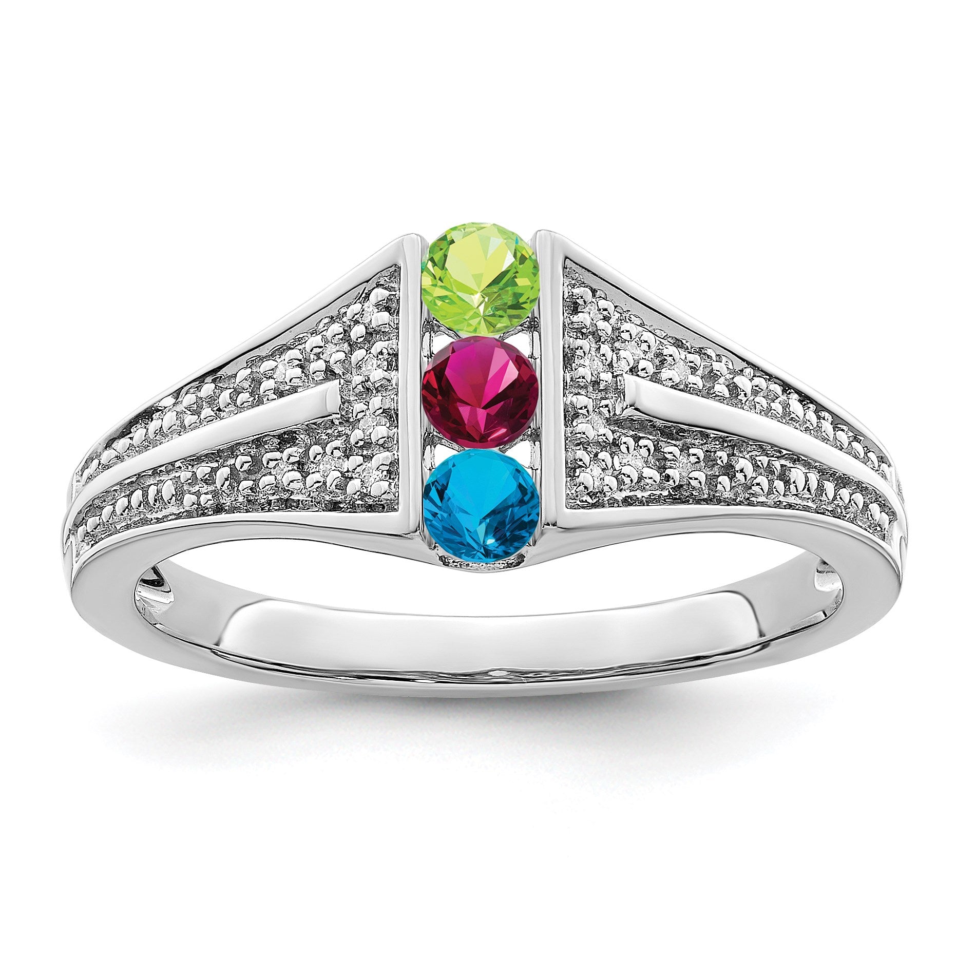 14K White Gold Family Jewelry Diamond Semi-Set Ring