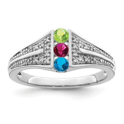 14K White Gold Family Jewelry Diamond Semi-Set Ring