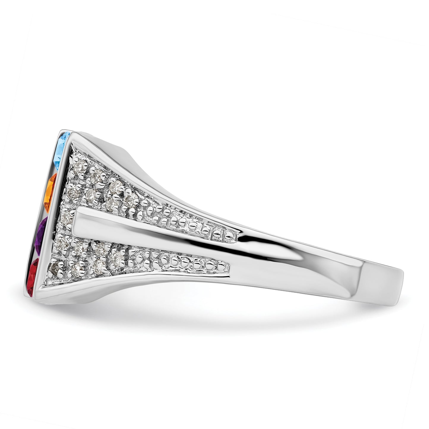 14K White Gold Family Jewelry Diamond Semi-Set Ring