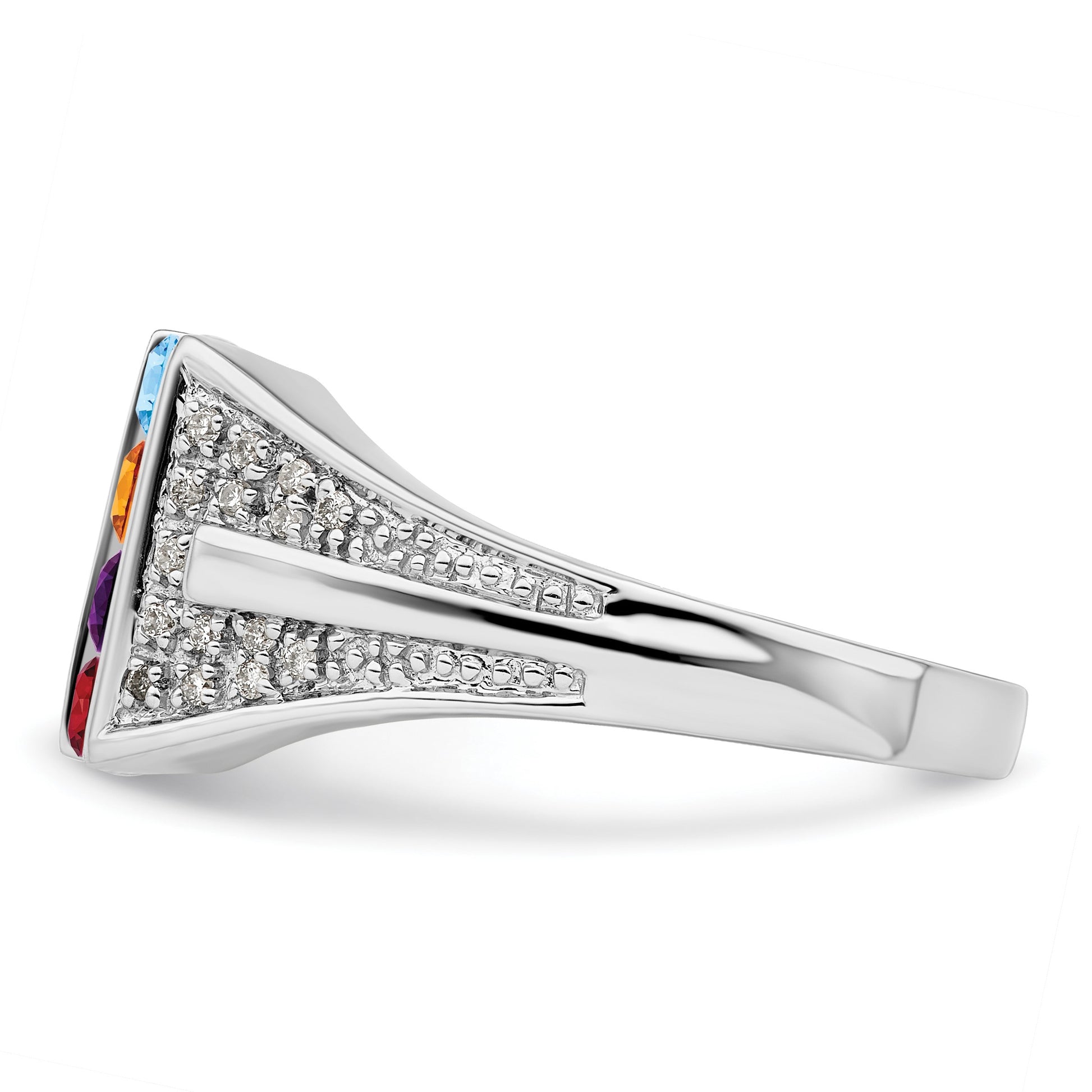 14K White Gold Family Jewelry Diamond Semi-Set Ring