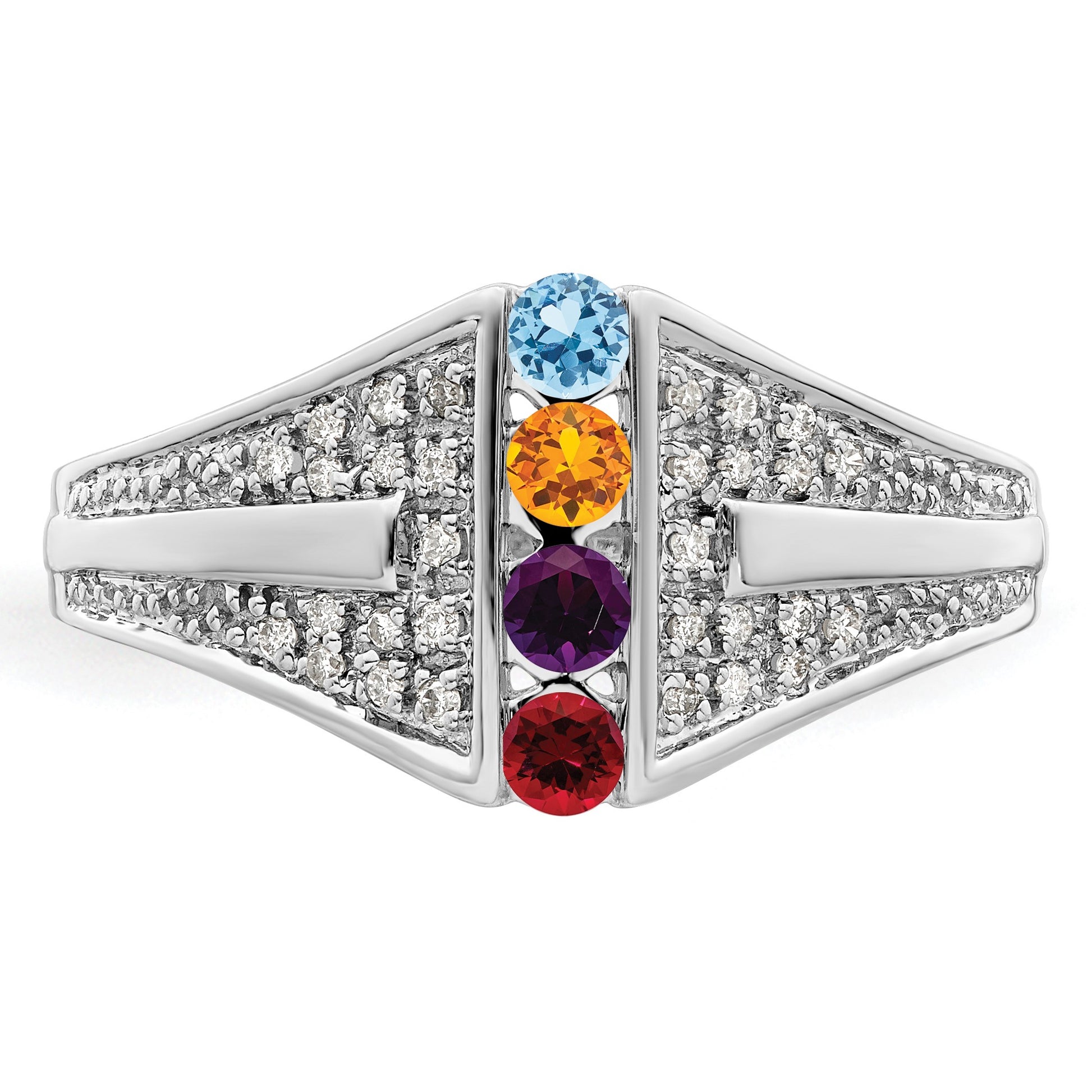 14K White Gold Family Jewelry Diamond Semi-Set Ring