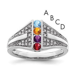 14K White Gold Family Jewelry Diamond Semi-Set Ring