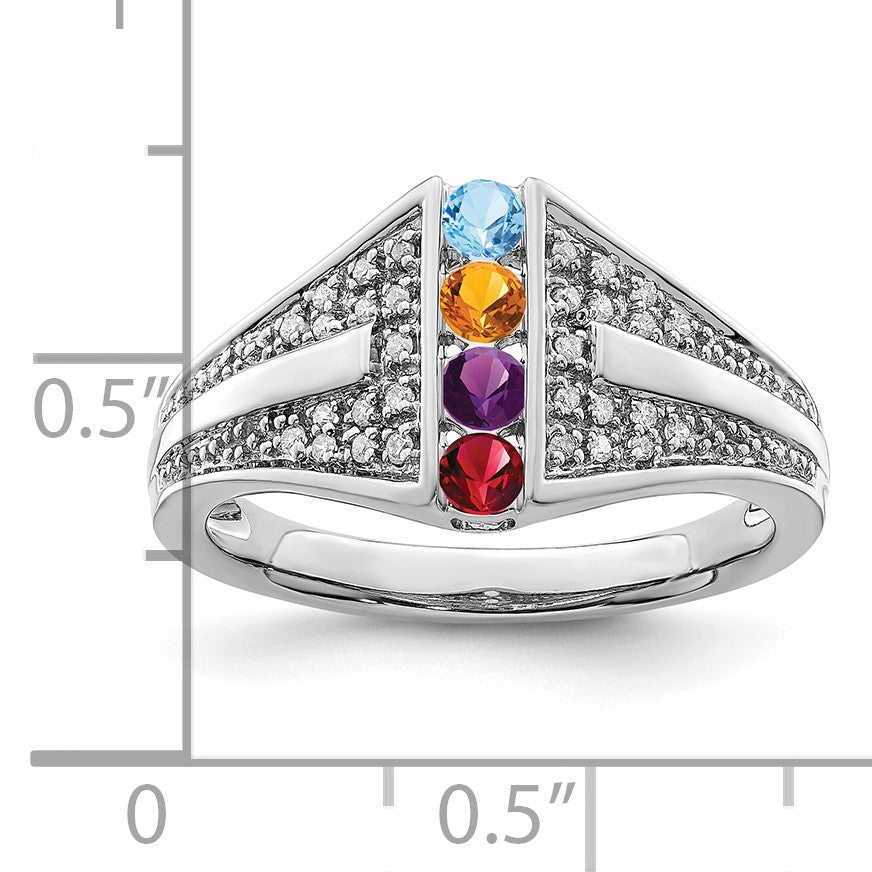 14K White Gold Family Jewelry Diamond Semi-Set Ring