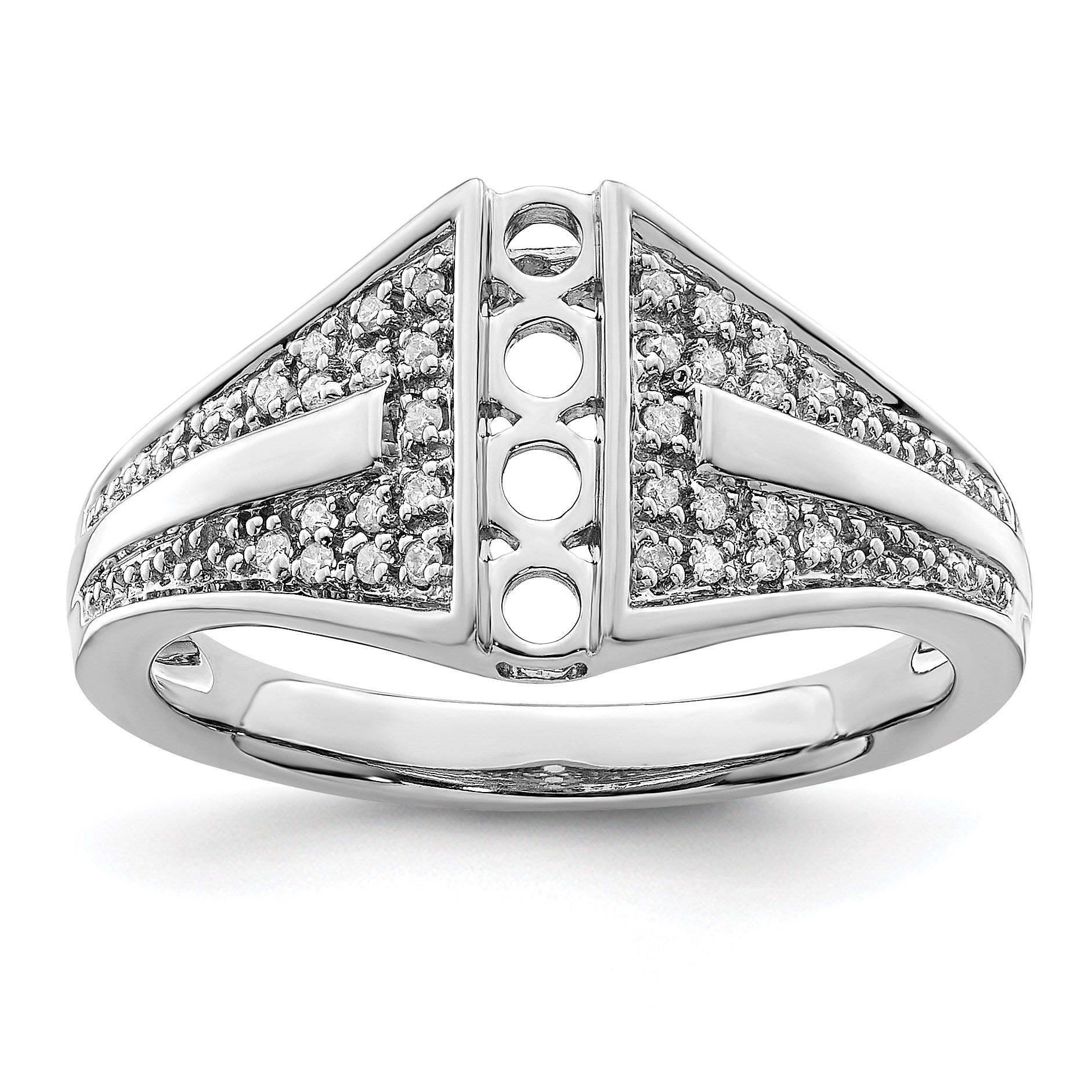 14K White Gold Family Jewelry Diamond Semi-Set Ring