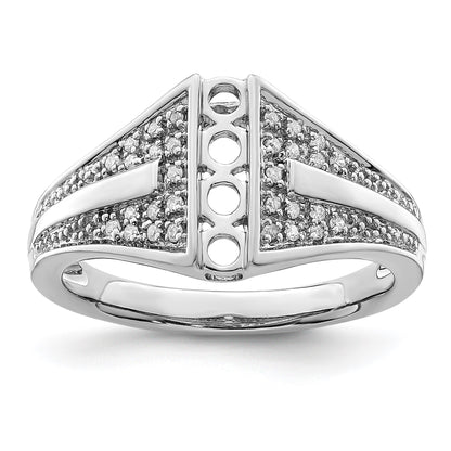 14K White Gold Family Jewelry Diamond Semi-Set Ring
