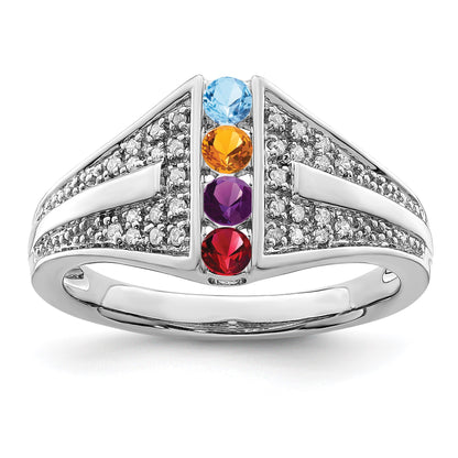 14K White Gold Family Jewelry Diamond Semi-Set Ring
