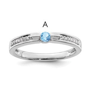 14K White Gold Family Jewelry Diamond Semi-Set Ring